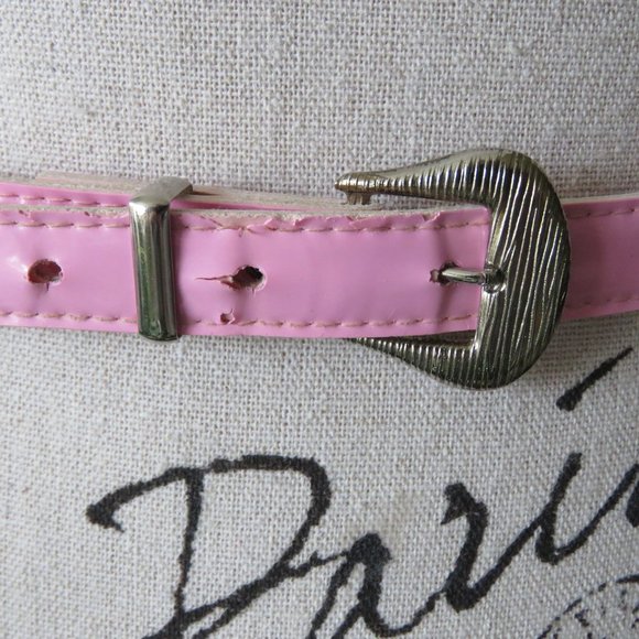Vintage 1980s Pink Patent Leather Cowboy Belt - Picture 2 of 8